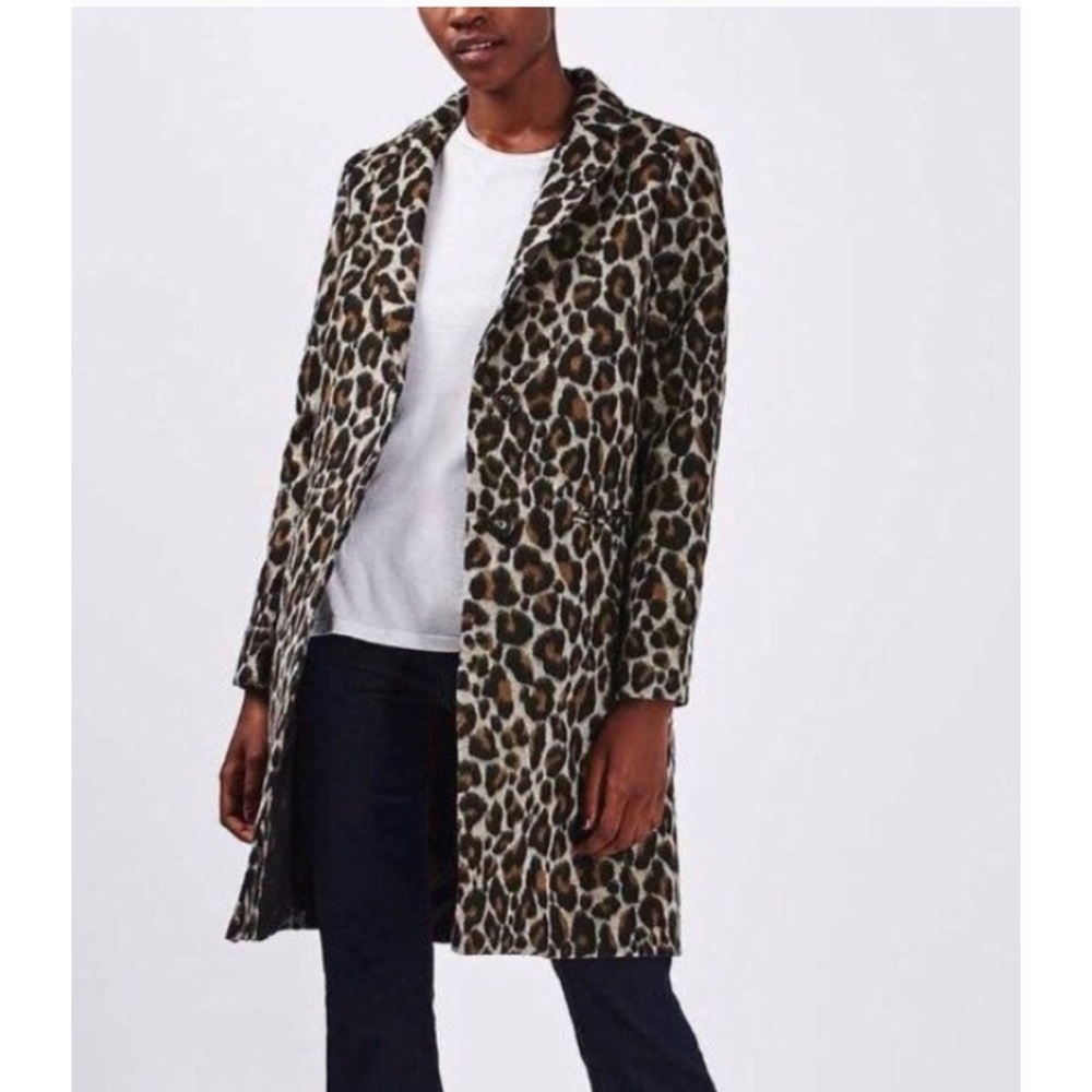 Topshop Leopard Print Car Coat